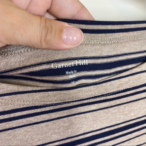 Garnet Hill Gray Striped Organic Cotton Bateau Neck Knee Length Dress - Picture 4 of 7